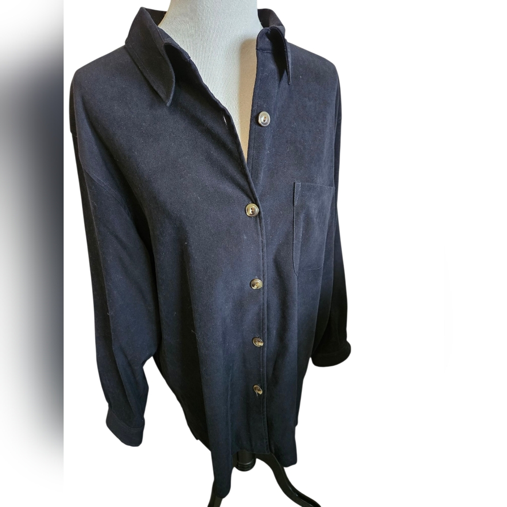 Womens Black Suede Button Down Chaket Size 3X